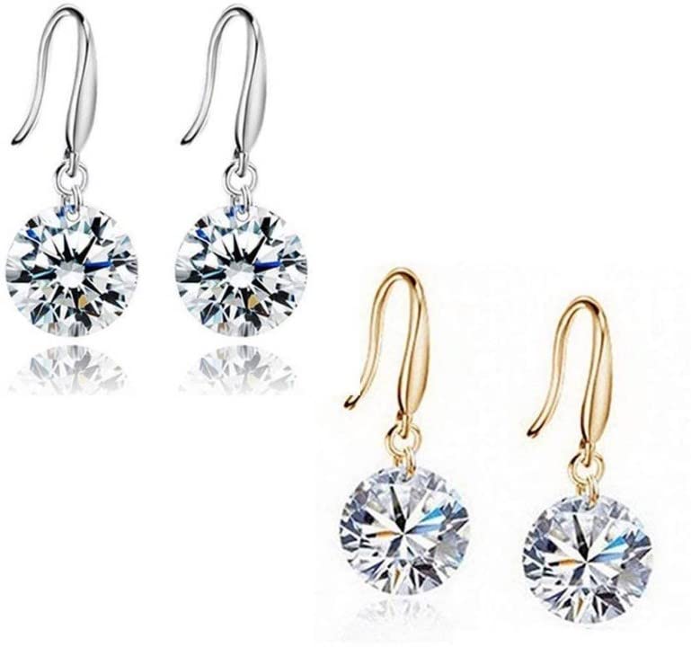 Image of Nilu's Collection Enchanting Light Weight Cubic Zircon Crystal Drop Earrings for Women and Girls, for Daily Use, Office Use