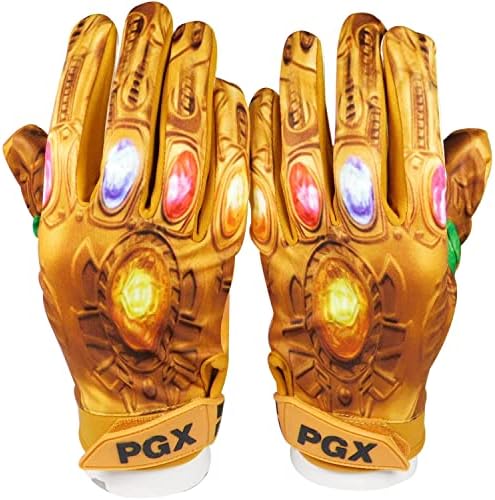 PGX Power Stones Football Receiver Gloves - Comfortable and Lightweight - Super Grip Finger Fit Football Gloves for Adult & Youth - Flexible Football Receivers Gloves (Golden, Medium)