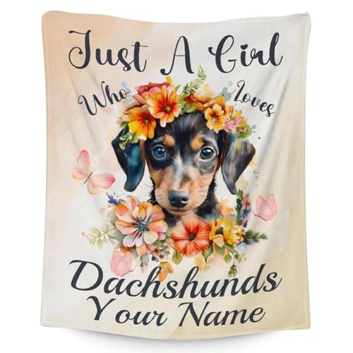 Custom Dachshund Throw Blanket for Teen - 50x60 Inches Throw Size - Soft Fluffy Cozy Blankets Gift - Colorful Cute Blanket Throws for Living Room Decorative