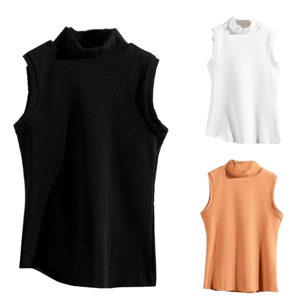 Canotta Termica da Donna Senza Maniche con Collo Finto, 2 Pezzi, Canottiera Calda Canottiera Termica per Donna, Canotta Termica Invernale da Donna in Micropile