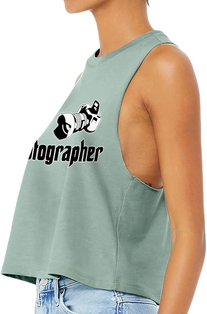 The Photographer Racerback Cropped Tank - Camera Women's Tank - Themed Tank Top
