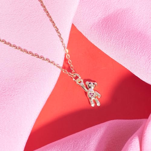 Image of SALTY Anti Tarnish Teddy Charm Pendant Necklace for Women | Stylish Locket Chain | Fashion Jewellery Accessories for Girls | Minimal Jewelry | Gift for Mother's Day | Marriage, Birthday | Gift for Valentine Day