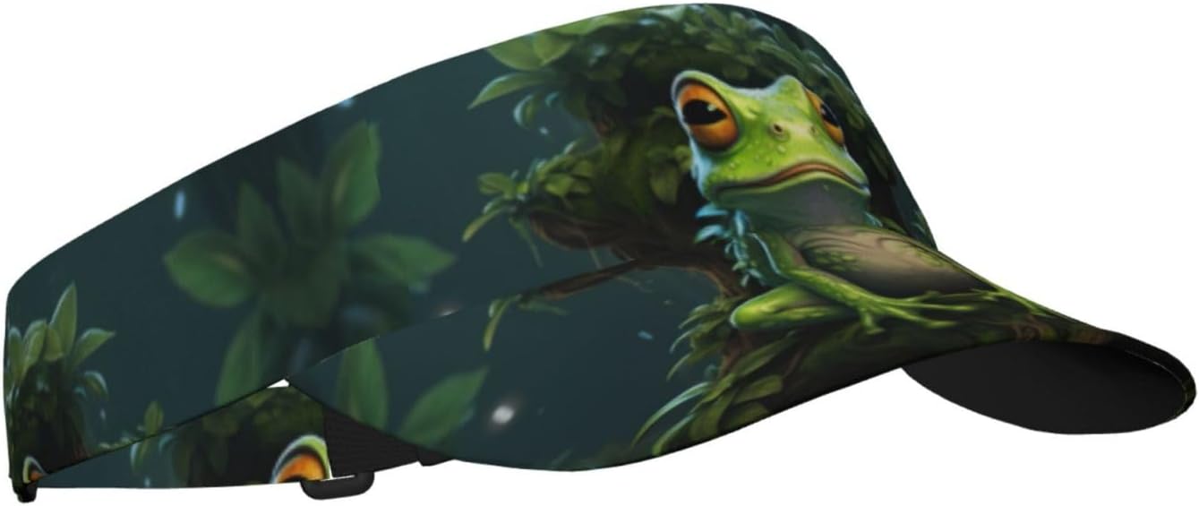 Peace Frog Tree Print Sports Sun Visor Hats Adjustable Running Golf Tennis Sun Cap for Women Men Black