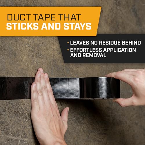 Image of Lockport Duct Tape Heavy Duty Waterproof,20 Yards x 2 Inch,Strong Adhesive Roll for Indoor & Outdoor Repair,No Residue,Tear by Hand - Duct Tape Bulk Value (Black, 1 Pack)