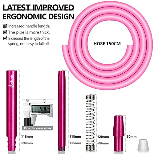 Cookah Shisha Schlauch Pink mit Mundstück | Hookah Schlauchset Zubehör inkl. Silikonschlauch Mundstück Endstück mit 18/8… – Bild 3