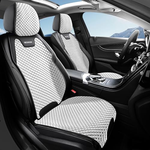 SIMGOO エプロン型 車用シートカバー 氷豆豆 防水・防汚 簡単取り付け ほとんどの車種対応 夏涼しく冬暖かい 通気性 撥水 (前席と後席, ブラックとホワイト)