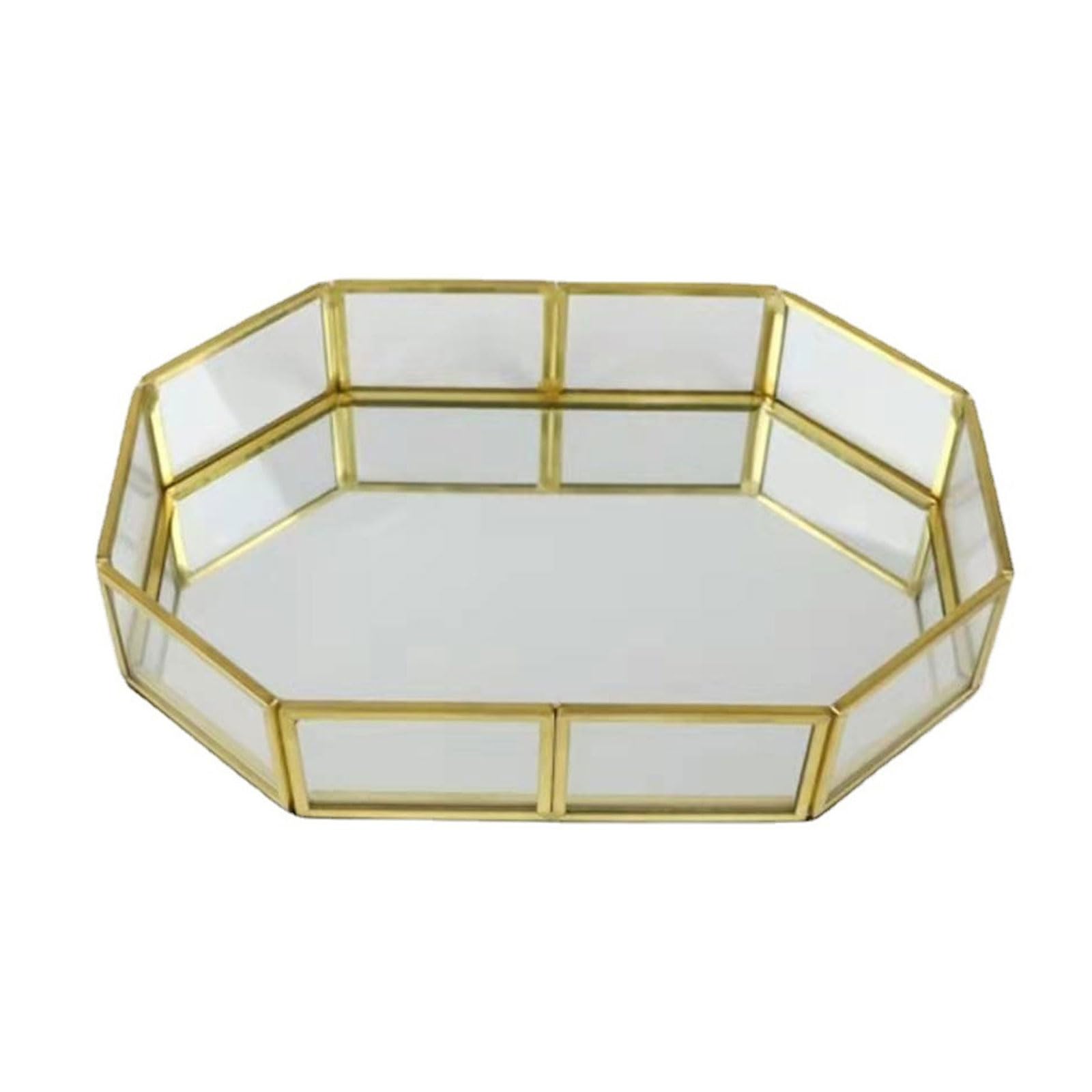 Msioytog Cosmetic Organiser Tray with Clear Glass Jewelry Storage Box for Vanity Dresser Bathroom Countertop Accessory Cosmetic Organiser Jewelry Storage