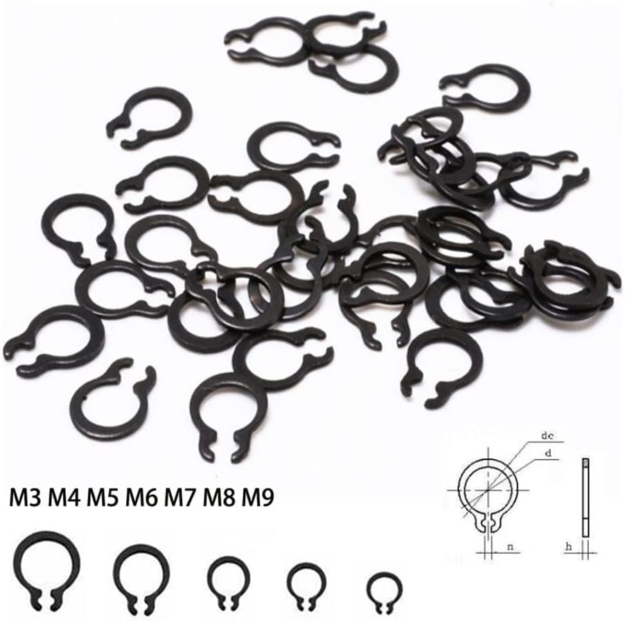 External Circlip C-Type Retaining Ring, 25pcs M3-M9 Circlip Set External Retaining E-Type Clip Lock Ring Assortment Holes Shaft Washer(6mm)