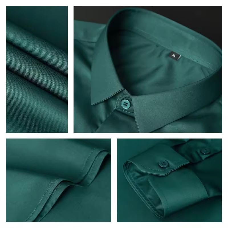 Chemise décontractée pour homme manches longues WOLONG extensible couleur mince - 6