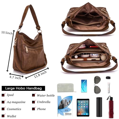 Image of Qiyuer Purses for Women 4PCS Handbags and Wallet Set Large Hobo Bag | Vegan Leather,Daily Commuting,Crossbody /Shoulder Bags,Multi card slot wallet