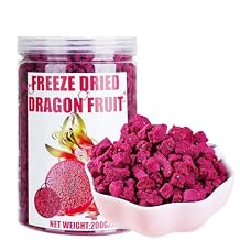 Freeze Dried Dragon Fruit Pieces 200g/7.05oz Light & Crispy Dry Dragonfruit for Smoothies, Baking, Yogurt, Breakfast Cereal & Drink Topping Healthy and Natural Snacks