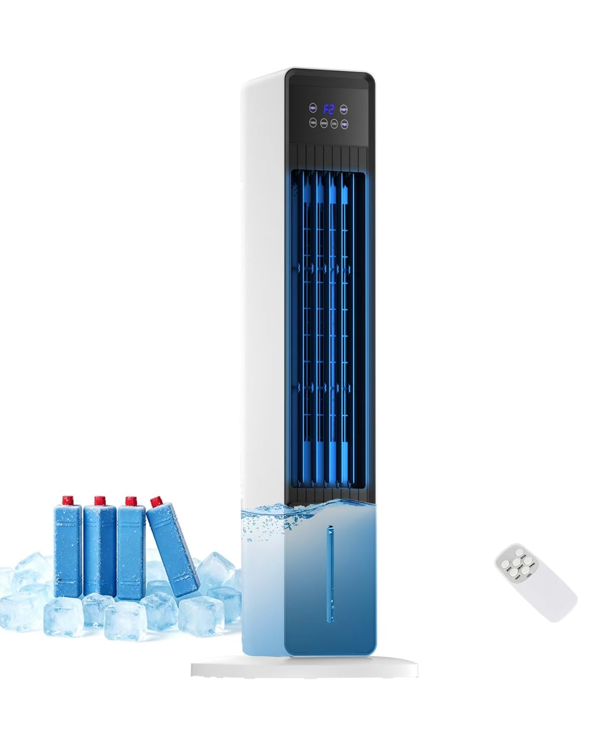 Photo 1 of Evaporative Air Cooler, 3-in-1 Portable AC Tower Fan Air Conditioner with 4 Modes & 3 Speeds, 24H Timer, Remote 60°Oscillating Tower Fan, Quiet Swamp Cooler, Tower AC for Bedroom Office, 36inch, Black