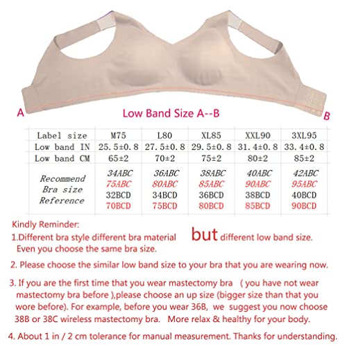 Seamless Mastectomy Bra For Women Breast Prosthesis With Pockets 34-42Abcd Sy16 (Skin, L) #TOP5