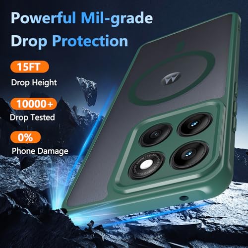 Image of For Motorola Edge 2025 Case,Magnetic [38 N52 Magnets] Military Grade Drop Protection moto edge 2025 case-Full Camera Protection Slim Matte Anti-Slip Phone Cover Protector For Motorola Edge 2025,Green