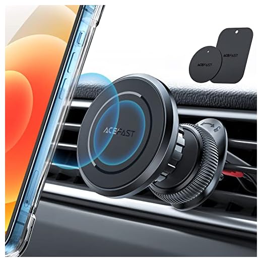 ACEFAST Support Téléphone Voiture Magnétique, Fixe [8 Aimants Super Puissants], Porte Accroche Aimanté pour Grille Aeration, 360° Rotation, Compatible avec Tous Les Smartphones Portable, Universel Tél