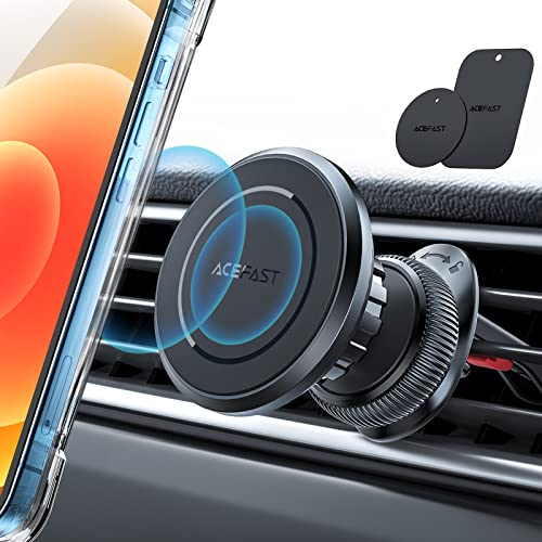 ACEFAST Support Téléphone Voiture Magnétique- Fixe 8 Aimants Super Puissants, Porte Accroche Aimanté pour Grille Aeration, 360° Rotation, Compatible avec Tous Les Smartphones Portable, Universel Tél