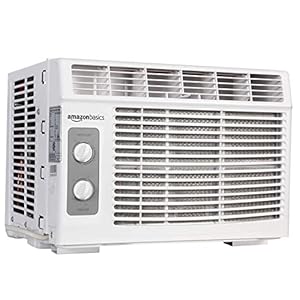 Amazon Basics Window Mounted Air Conditioner with Mechanical Control Cools 150 Square Feet, 5000 BTU, AC Unit, White