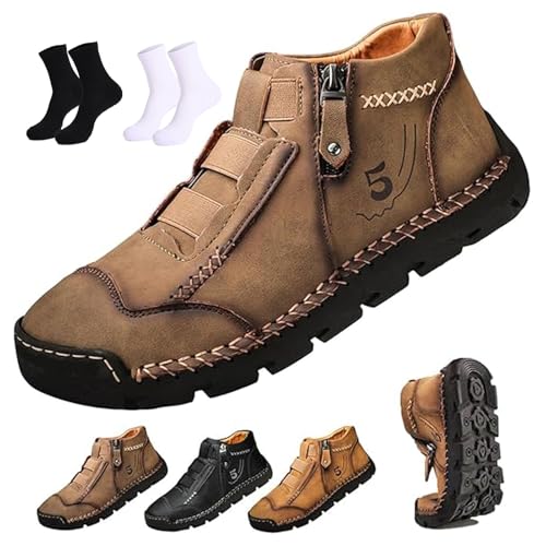 Matufit Shoes for Men, Matufit Boots for Men,Matufits Orthopedic Loafers,Leather Waterproof Side Zip Slip-On Flats