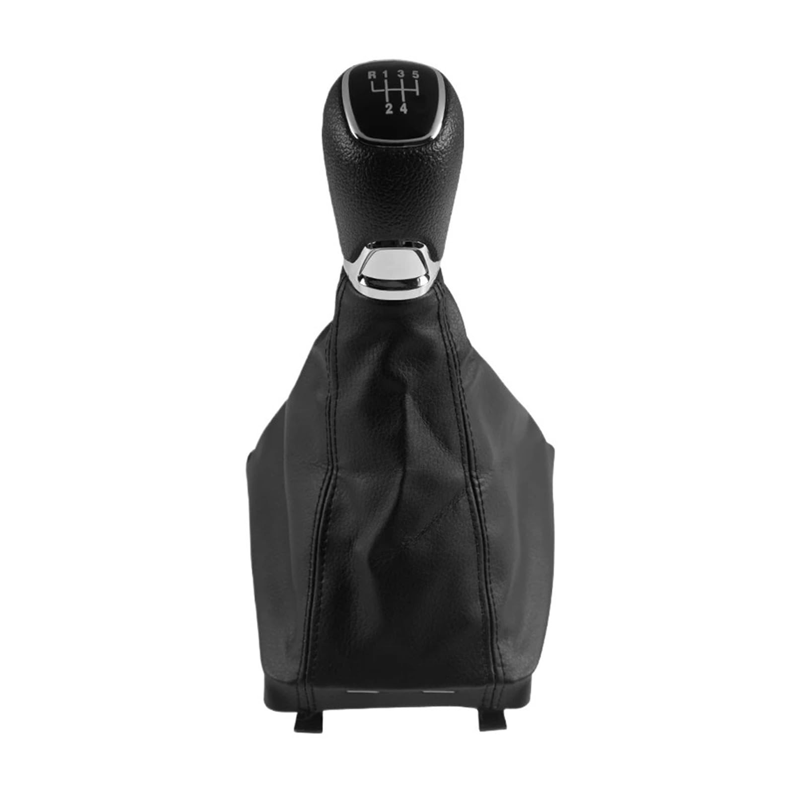 Qwqaab 5 Speed Manual Gear Knob Manual Gear Shift Knob Pu Boot Cover For Skoda For Octavia A7 Mk3 2014-2017 Black Wood Style Shifter Lever(5 Speed)
