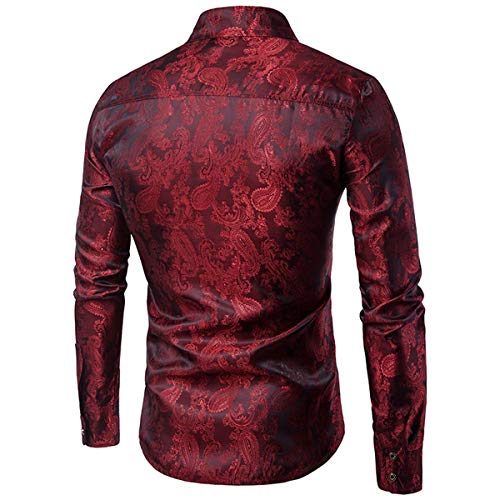 Cloudstyle Mens Paisley Shirt Long Sleeve Dress Shirt Button Down Casual Slim Fit2