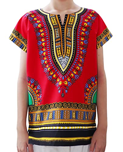 Image of RaanPahMuang Unisex Bright Africa Classic Childrens Dashiki Cotton Shirt Boys Girls