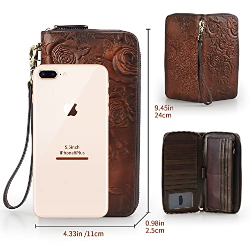 Women’s RFID Blocking Wallet Leather Large Capacity Credit Card Phone Clutch With Detachable Hand Strap3