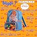 Blippi Backpack with Sound for Boys and Girls, Clear Front Pocket and Mesh Side Pockets, Toddler’s Schoolbag with Padded Back and Adjustable Straps, Versatile Day Pack for Kids, Blue and Orange