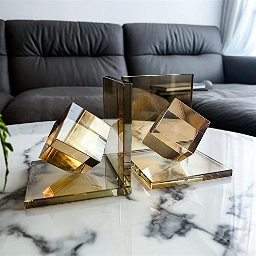 Sujetalibros de cristal geométrico para evitar la caída de libros 6