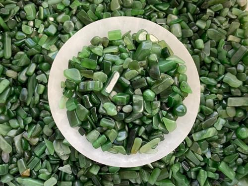 Image of GAF TREASURES 2 oz Lot Natural Semi Nephrite Jade Tumbled Gemstone Chips, Crushed Mini Crystals, Undrilled Crystal Chips (Nephrite Jade)