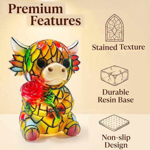 Image of Neioaas Cow Table Lamp, Highland Yak Night Light (D)