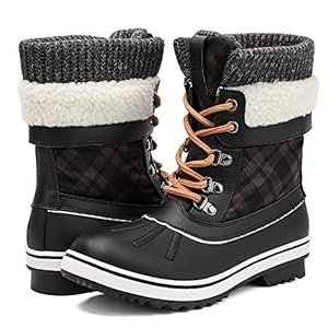 ALEADER Winter Boots for Women, Waterproof Duck Snow Boots Black 7 B(M) US