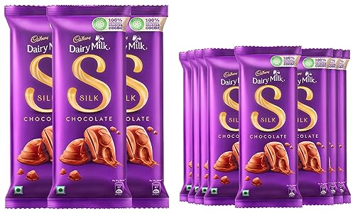 Image of Cadbury Dairy Milk Silk Chocolate Bar, 60 Gram (Pack Of 8) & Dairy Milk Silk Chocolate Bar, 150 Gram (Pack Of 3)