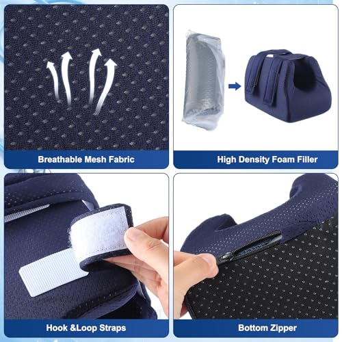 Image of Novabright 2 Pcs 3D Heel Protectors Foot Wedge Pillows Support Boot Bed Sore Pillow for Pressure Sores Bedridden Patients Relief Pressure Ankle Ulcers (Navy Blue)