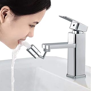 Huazhi 720 Degree Swivel Sink Faucet Aerator,Big Angle Spray Aerator Dual Function Kitchen Faucet Aerator, Bathroom Faucet Mounted for Face Washing, Gargle and Eyewash Station Faucet Aerator.