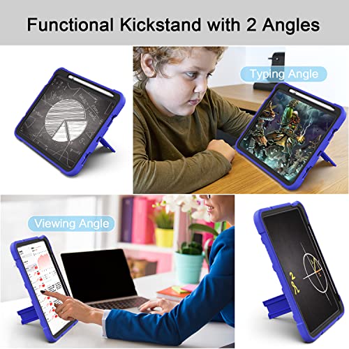 Image of Azzsy Case for iPad (A16) 11th Generation 11 Inch 2025 / iPad 10th Generation 10.9 Inch 2022, [Built-in Pencil Holder] Heavy Duty Shockproof Rugged Protective Case, Blue