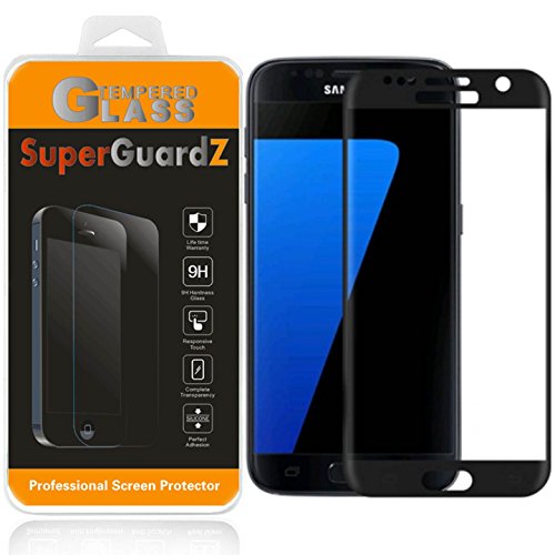 for Samsung Galaxy S7 - SuperGuardZ Tempered Glass Screen Protector [Black] - Full Screen Coverage, Edge-to-Edge Protection, 9H, Anti-Scratch, Anti-Bubble