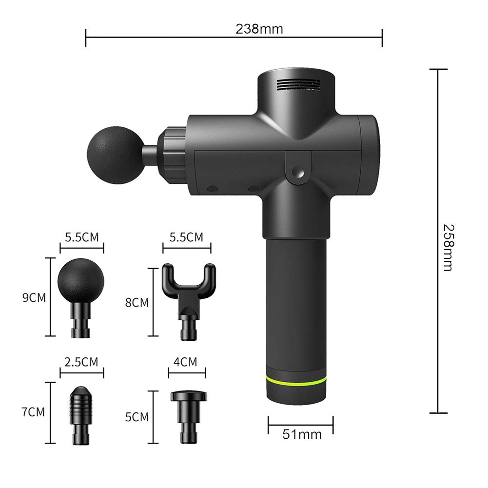 Pistola Per Massaggio Fascia, Massaggio Elettrico Del Martello Muscolo Rilassante A 4 Teste Di Massaggio A 20 Velocità, Adatto Per Sport/Fitness/Riabilitazione,A