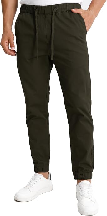 Matchstick Mens Cotton Jogger Sweatpants, Tapered Fit, Elastic Waist Drawstring, 3 Pockets, for Workout, Lounge & Running