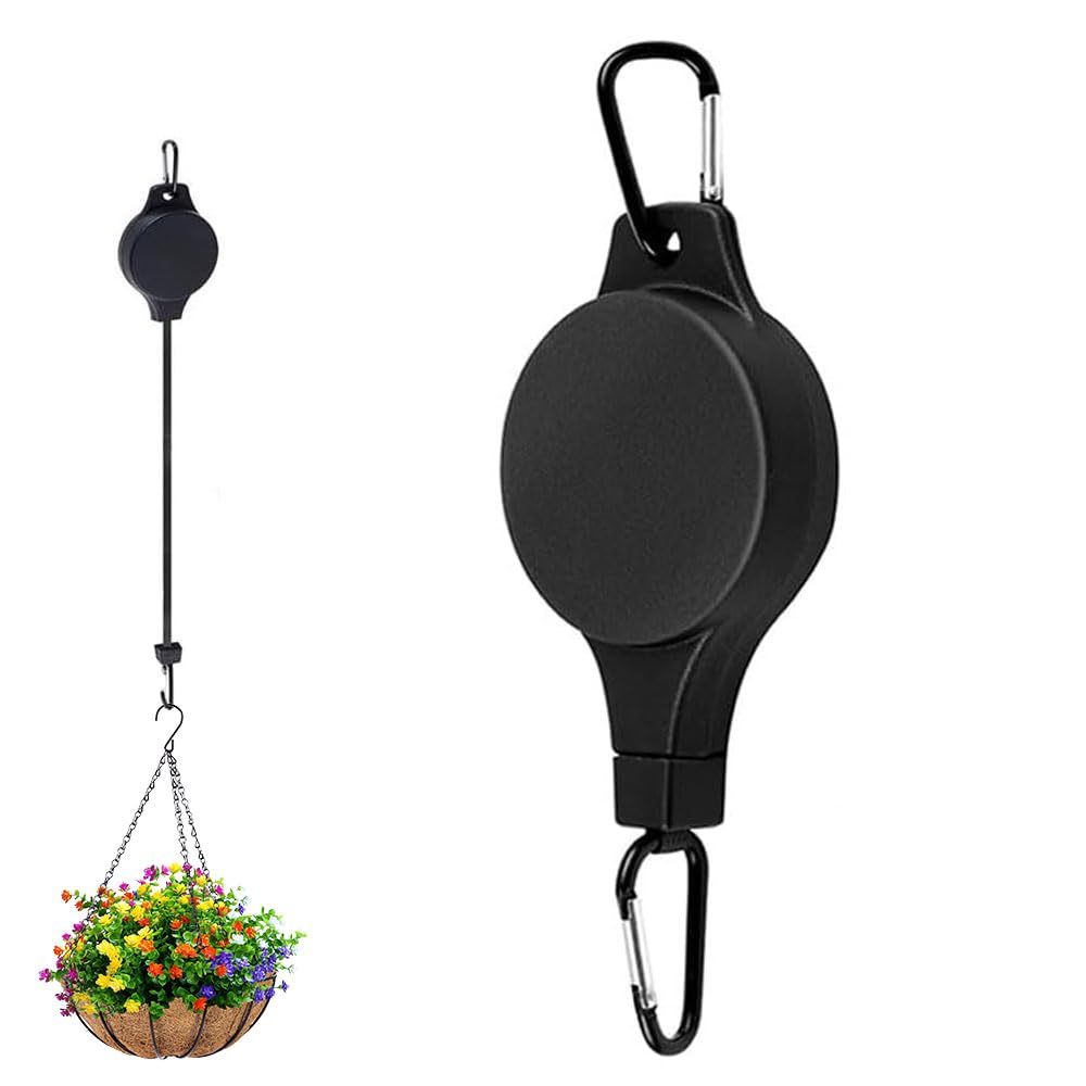 Tasber 1Pc Hanging Basket Pulley, Adjustable Retractable Heavy Duty Plant Hanger Hook, Plant Pulley For Hanging Plants Easy Watering & Maintenance (1Pc)