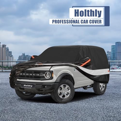 Image of 10 Layers Car Cover Custom Fit for Ford Bronco 2 Door /Sport (2021-2026), Waterproof All Weather for Automobiles, Outdoor Full Cover Sun Dust Rain Protection with Cotton. Black