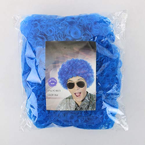 Image of FREE BEAUTY Fluffy Afro Synthetic Clown Wig for Men Women Cosplay Anime Party Christmas Halloween Fancy Funny Wigs (Blue)
