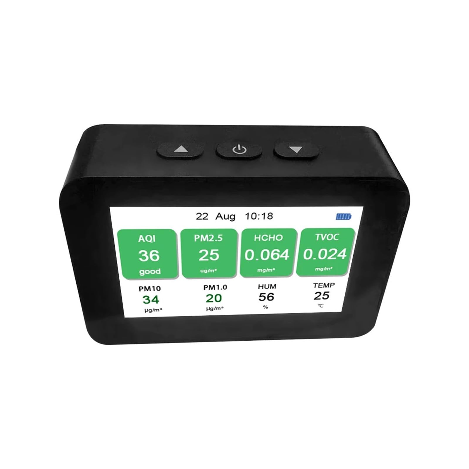 Misuratore Qualità dell'aria, DM601B Nuovo rilevatore di qualità 'aria con schermo LCD digitale a colori, monitor TVOC CO2 PM2.5 intellinte multifunzionale per Casa Cucina Ufficio Auto