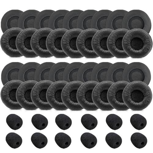 50 Pack Plantronics Almohadillas para Auriculares, Repuestos Earpads 50mm | Compatible con Plantronics HW251N HW261N HW510 HW520 Blackwire 3220 3210 3320 C320 Jabra PRO 920 930 935 Biz 1500 GN2000