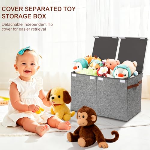 Baúl de almacenamiento plegable con tapa de 81L para organizar juguetes de niños y niñas 5