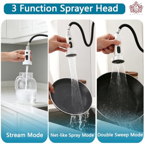 Image of Kitchen Faucet - Pull Down Sprayer,High arc Commercial Stainless Steel Kitchen Sink Faucet White