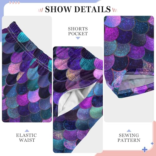 Pajama Pants Lounge Sleep PJ Bottoms Sleepwear Elastic Waist Drawstring S Iridescent Mermaid Scal4