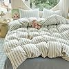 HighBuy Vintage Striped Duvet Cover Queen,Muslin Cotton 3 Piece Blue Stripes Gingham Bedding Comforter Cover for Teen Boys Girls,Linen Feel Gauze Shabby Chic Bedding Set Soft Breathable,Queen #1