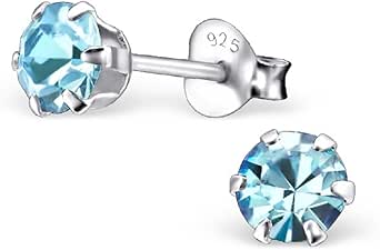 Laimons damörhängen rund glitter vatten blå sterlingsilver 925, Sterlingsilver, Glas