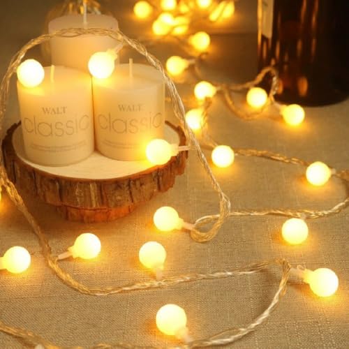 WFGGEH Globe USB String Lights 20ft 40 LED Globe USB Powered Fairy Lights Warm White for Party Birthday Christmas Home Decoration