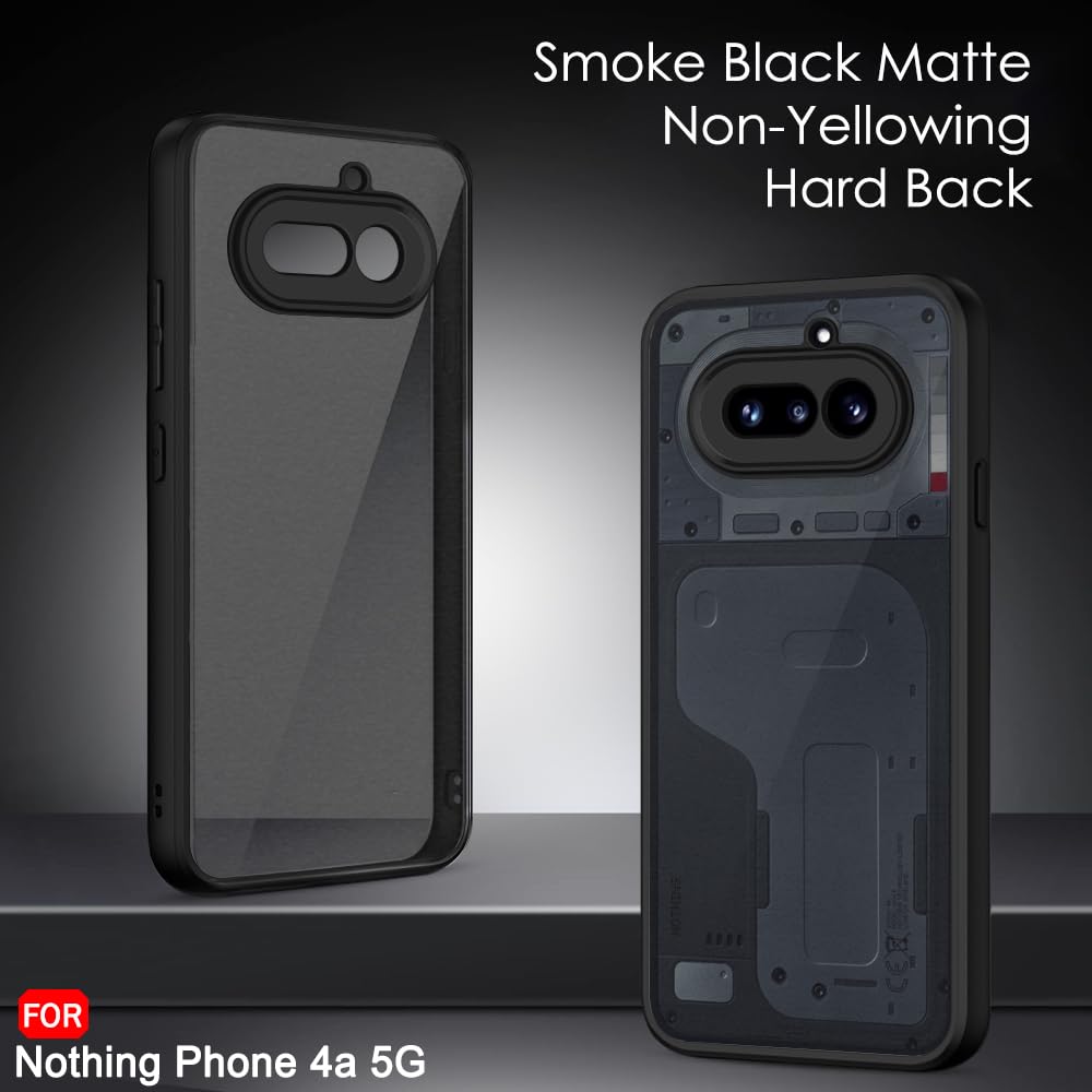 TheGiftKart Hybrid Shockproof Back Cover Case for Nothing Phone 4a 5G | Hard Back Cover Case for Nothing Phone 4a 5G (PC & TPU, Translucent Smoke Matte Back, Black Sides) — Amazon image 3